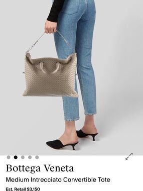 Bottega Veneta Taupe Intrecciato Convertible Tote with Chain Strap